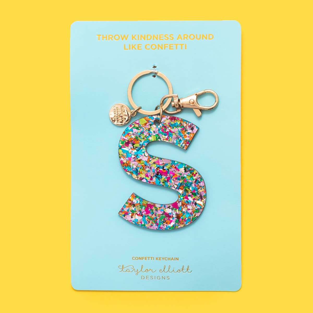 Keychain - Letters A - Z - Colorful Confetti - Each