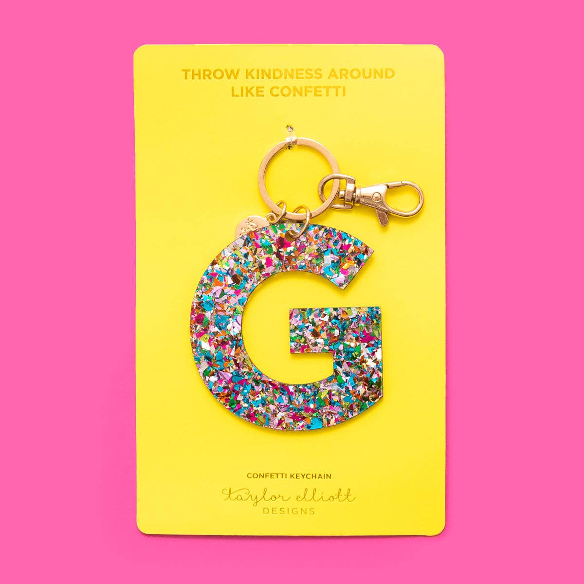 Keychain - Letters A - Z - Colorful Confetti - Each