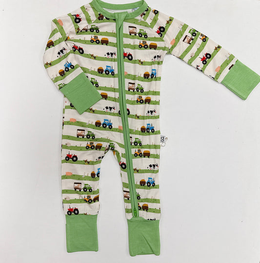 LS Zip PJ- Farm Stripe