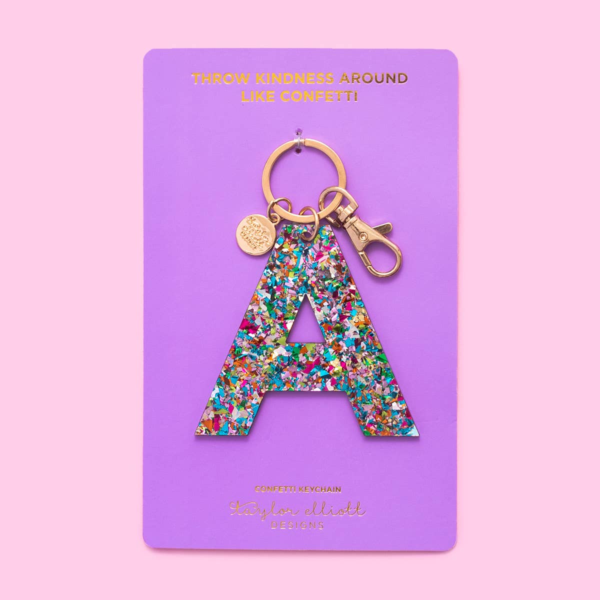 Keychain - Letters A - Z - Colorful Confetti - Each