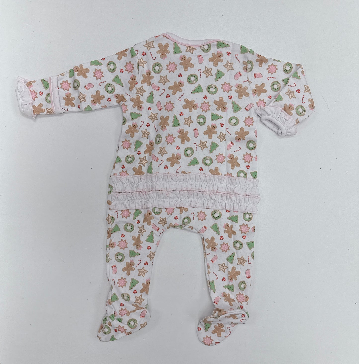 Frosted Wonderland- Printed Ruffle Zipper Footie