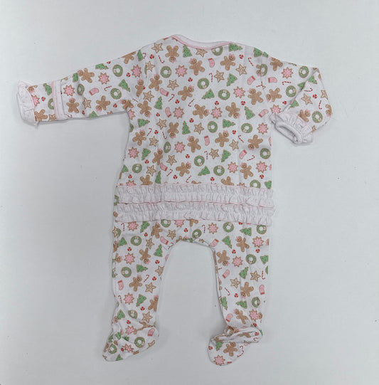 Frosted Wonderland- Printed Ruffle Zipper Footie
