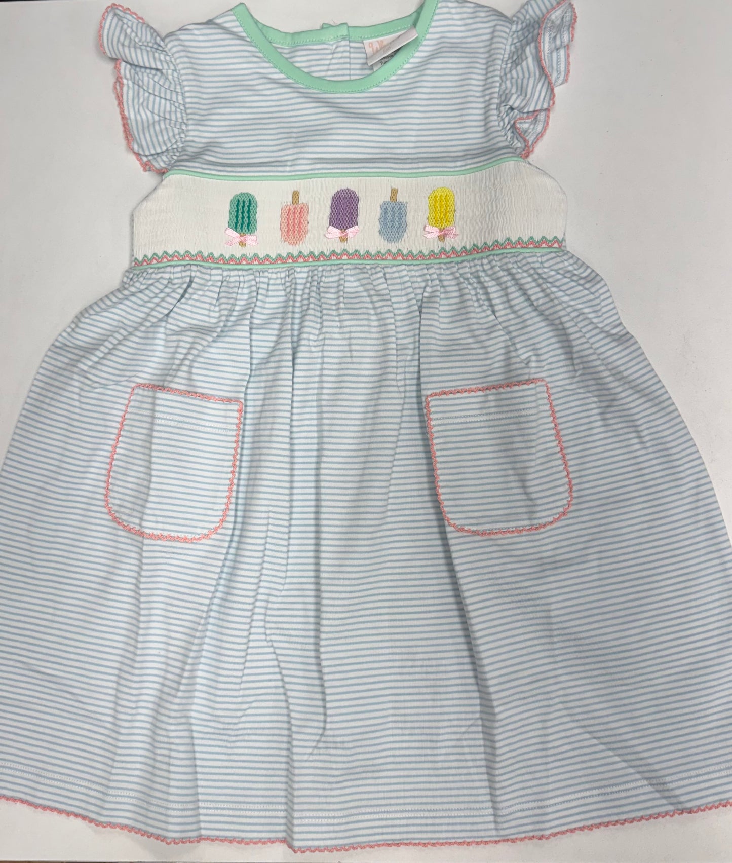 Popsicle party smocked pocket dress