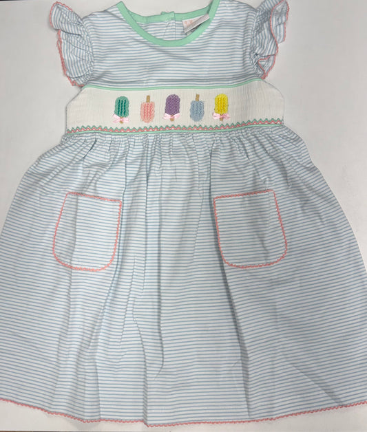 Popsicle party smocked pocket dress