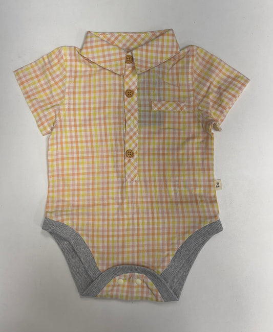 Helford Woven Onesie - Peach Lemon Plaid