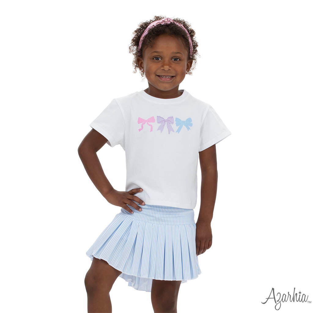 Light Blue Striped Mini Pleat Skort