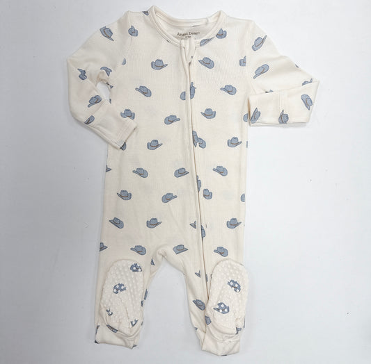 Petite Cowboy Hats Zipper Footie
