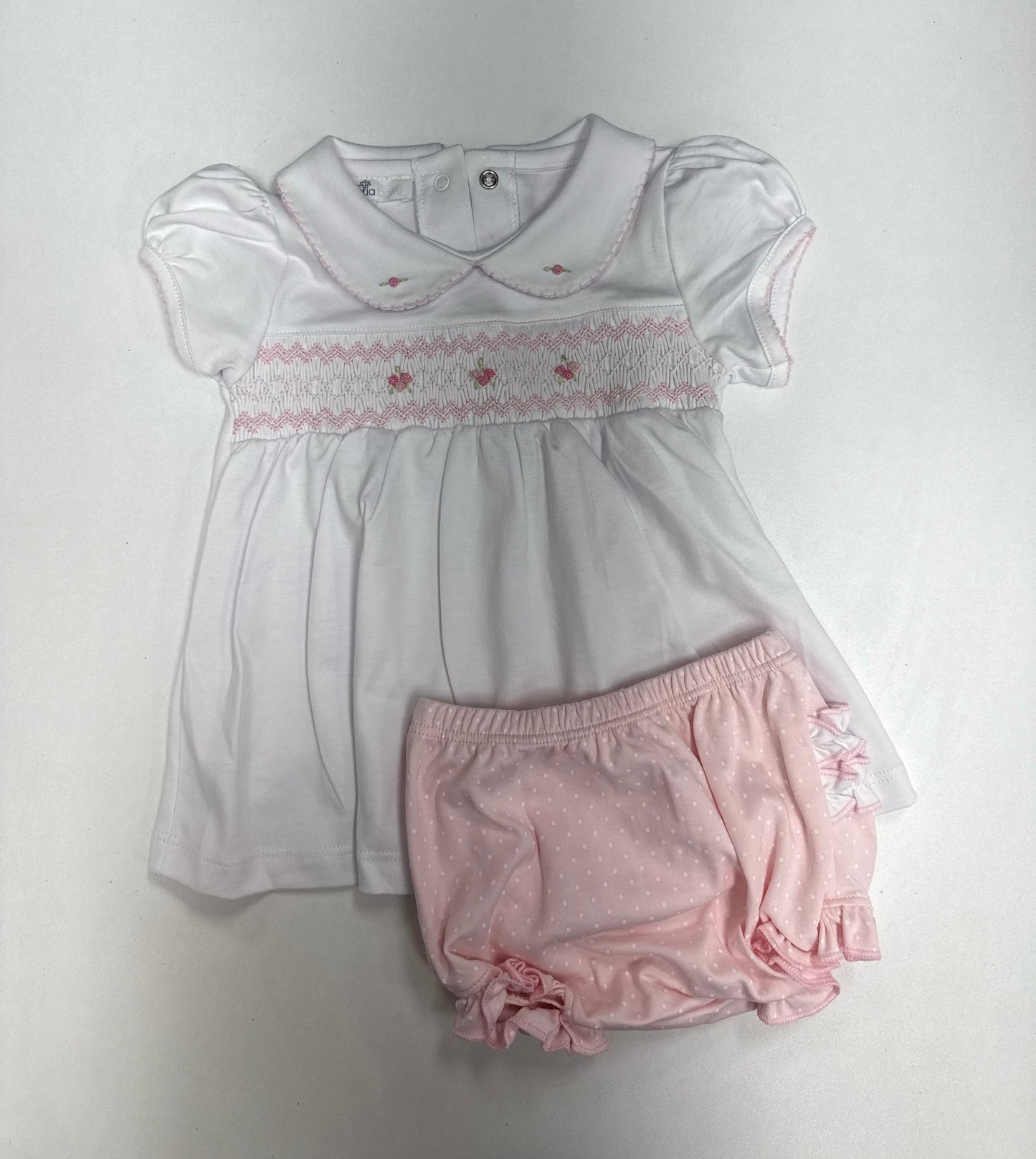 Mia & Lucas' Classics- Smocked Collared Rffl S/S Diaper