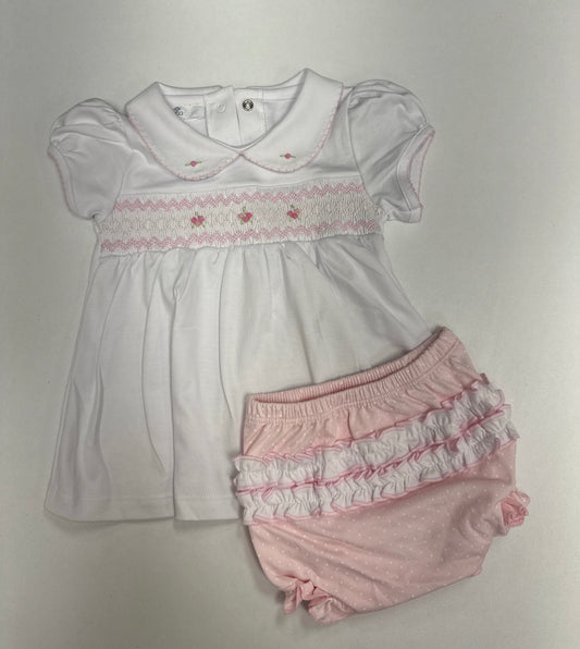 Mia & Lucas' Classics- Smocked Collared Rffl S/S Diaper