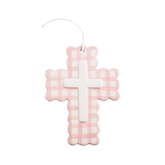 Ceramic Gingham Cross - Pink