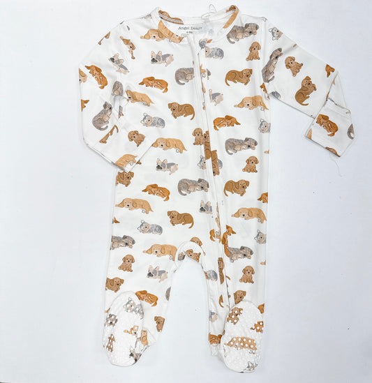 Napping Puppies Zipper Footie