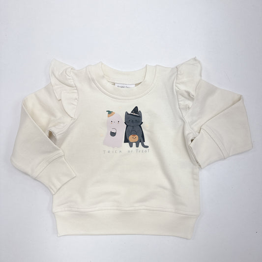 Trick or Treat Ruffle Shoulder Sweatshirt
