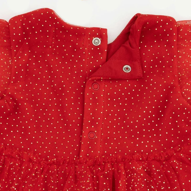 Velour Holiday red- puff sleeve dress w/ bloomer